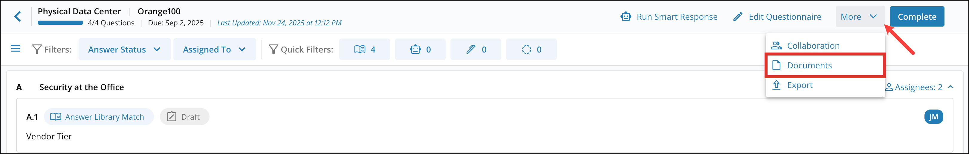 Answering Questionnaires: Options and Filters 8[R360]