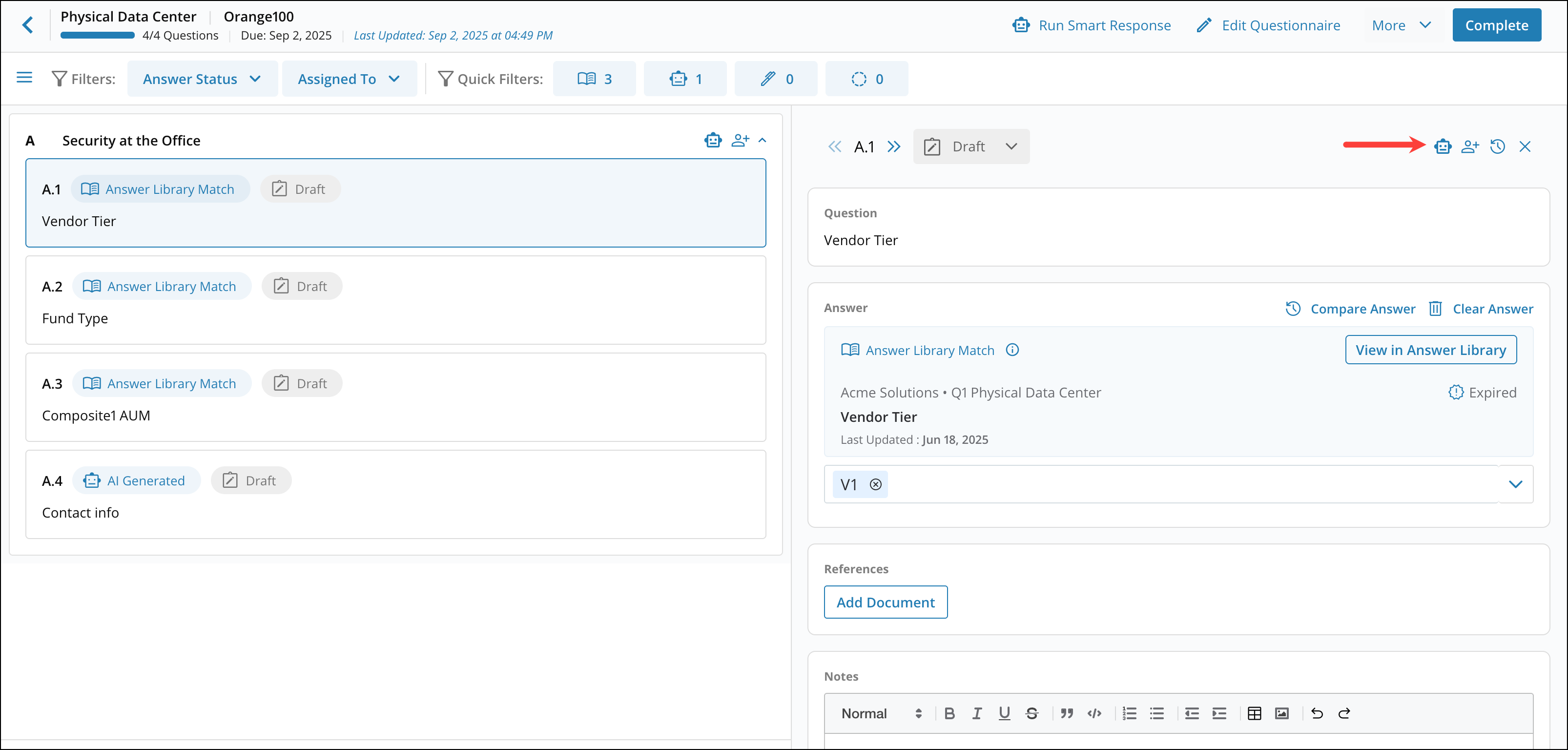 Answering Questionnaires with Smart Response 5[R360]
