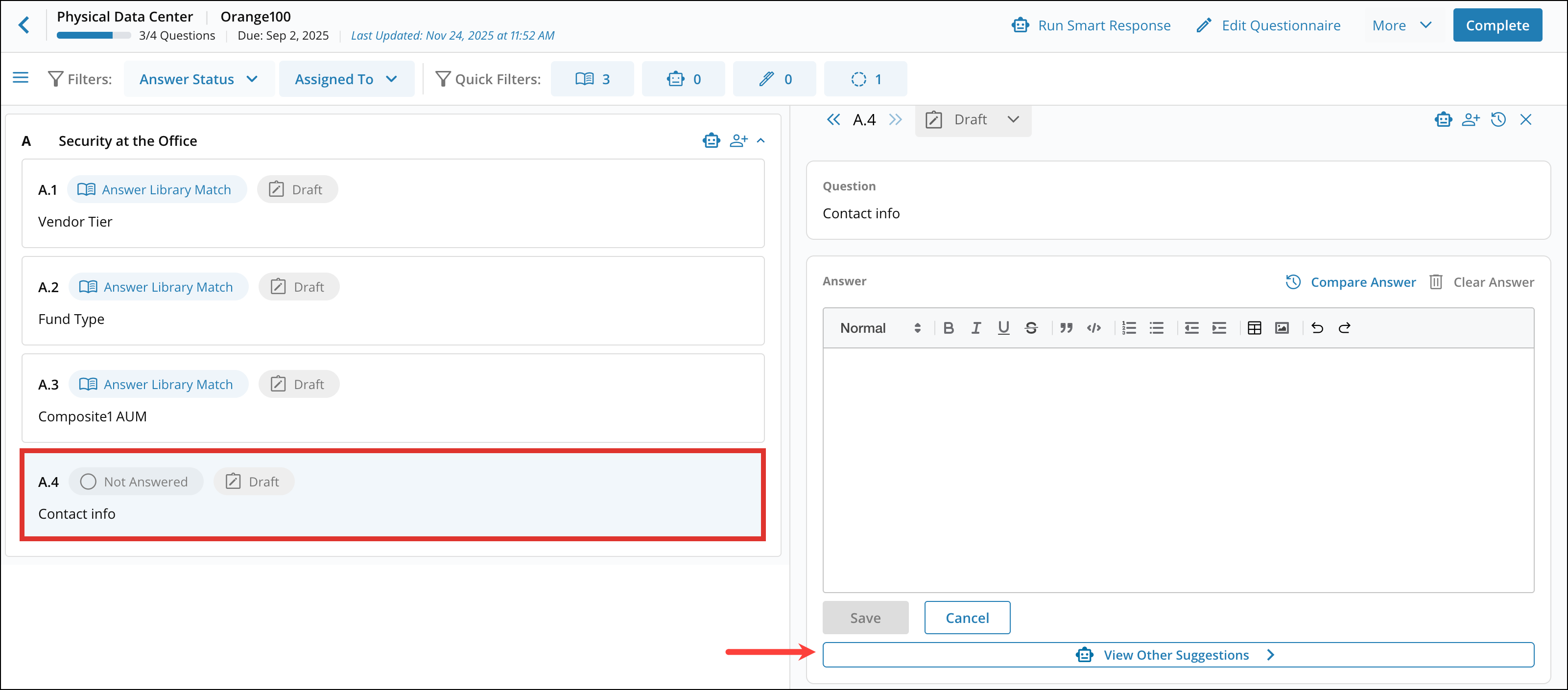 Answering Questionnaires with Smart Response 15[R360]