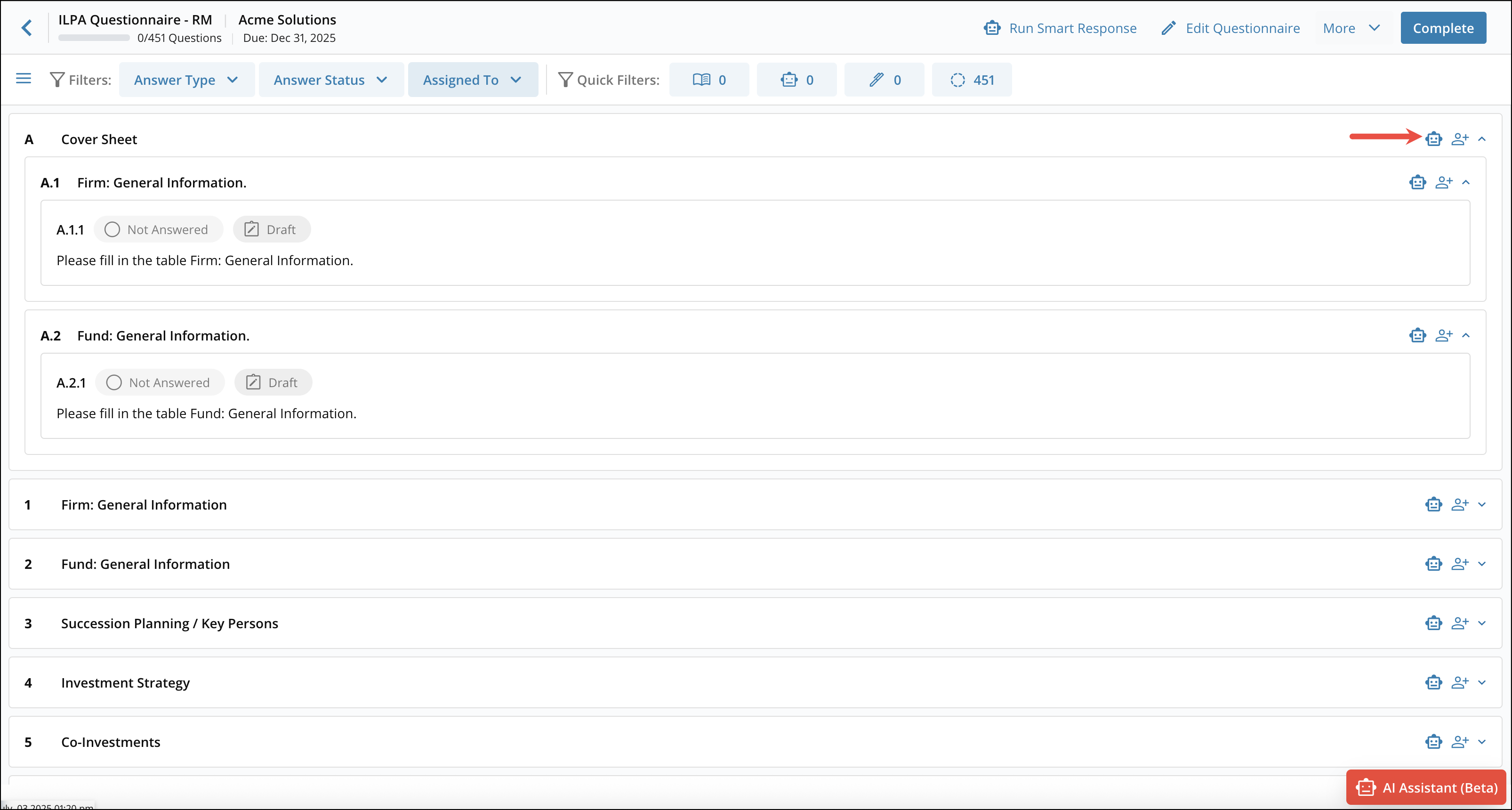 Answering Questionnaires with Smart Response 4[R360]