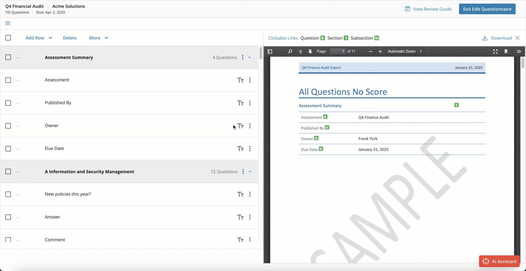 Adding and Managing Questionnaires 15[R360]