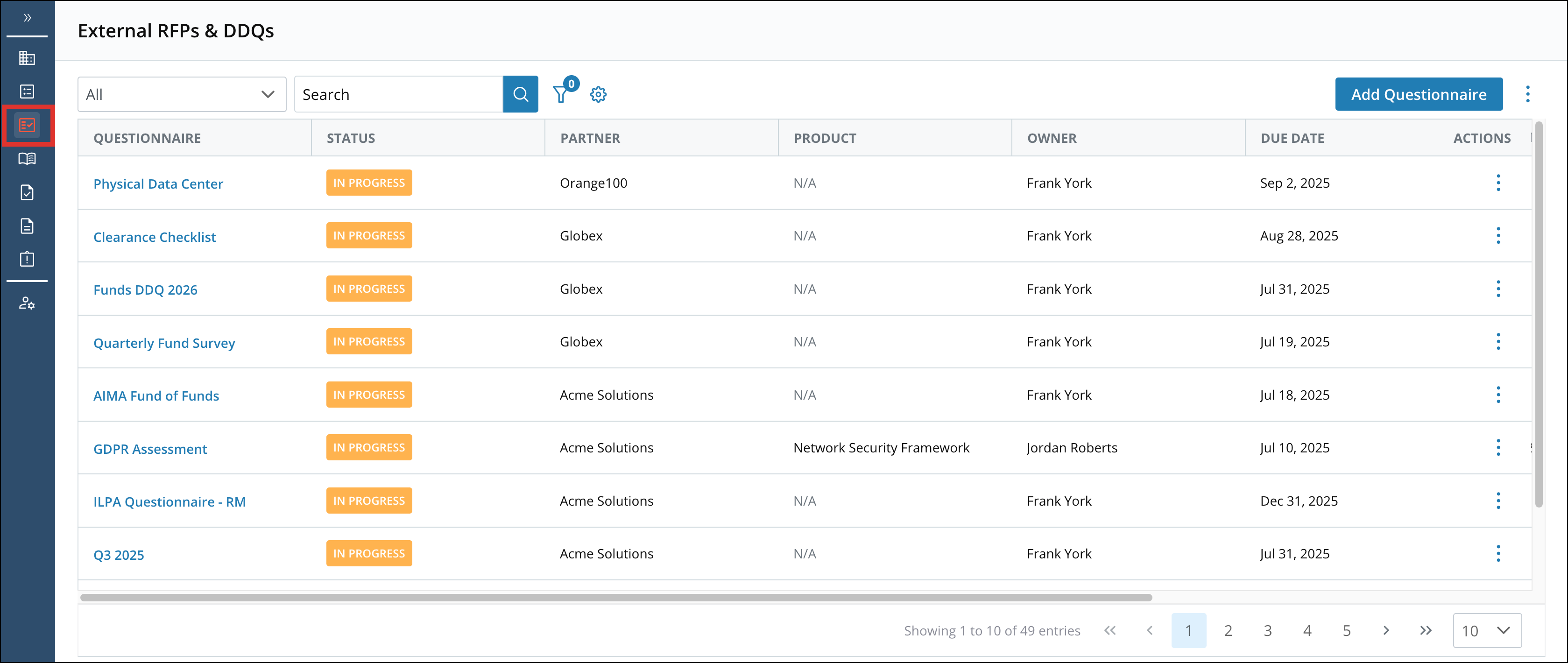 External RFPs and DDQs Module