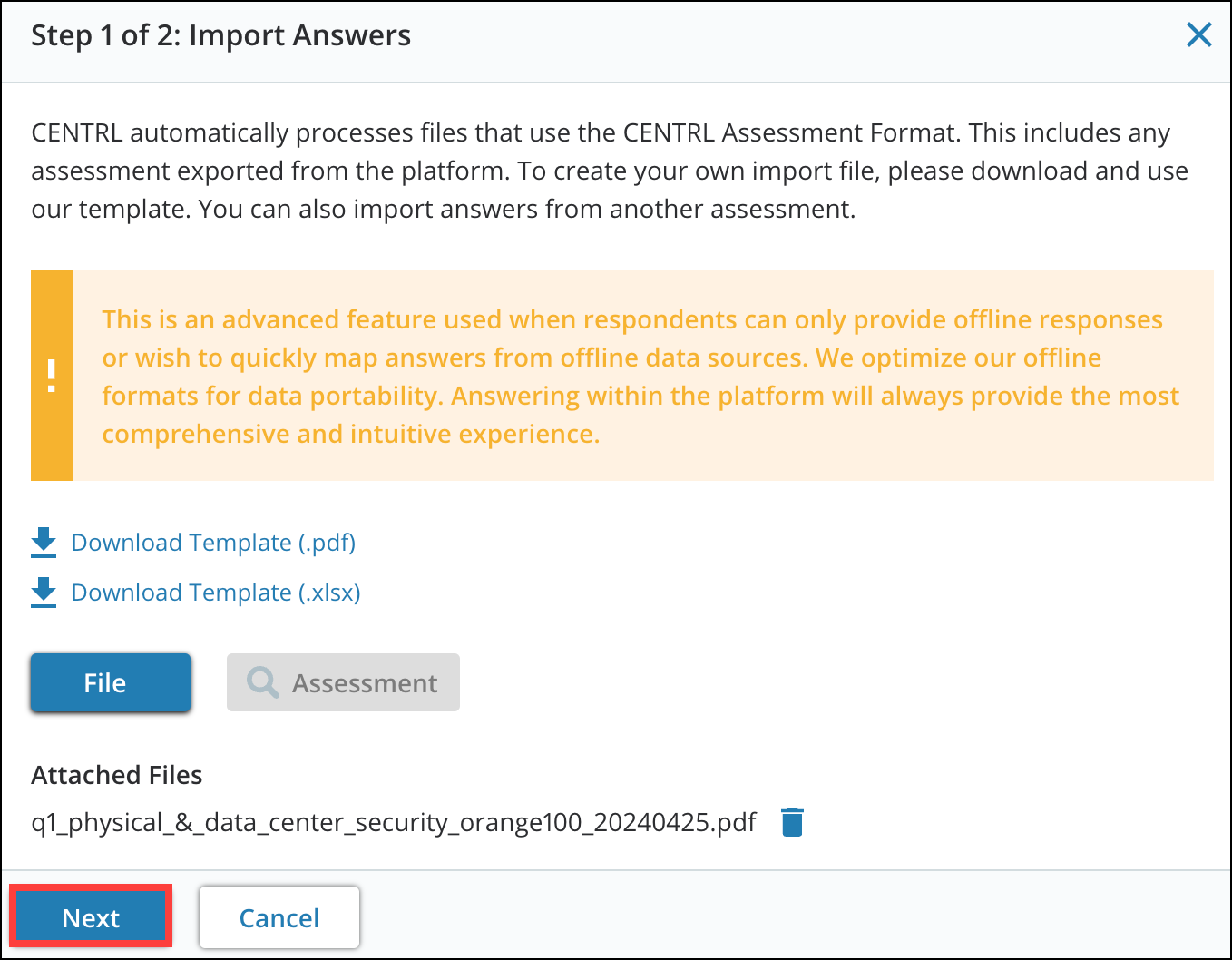 Import Offline Answers in an Assessment 8
