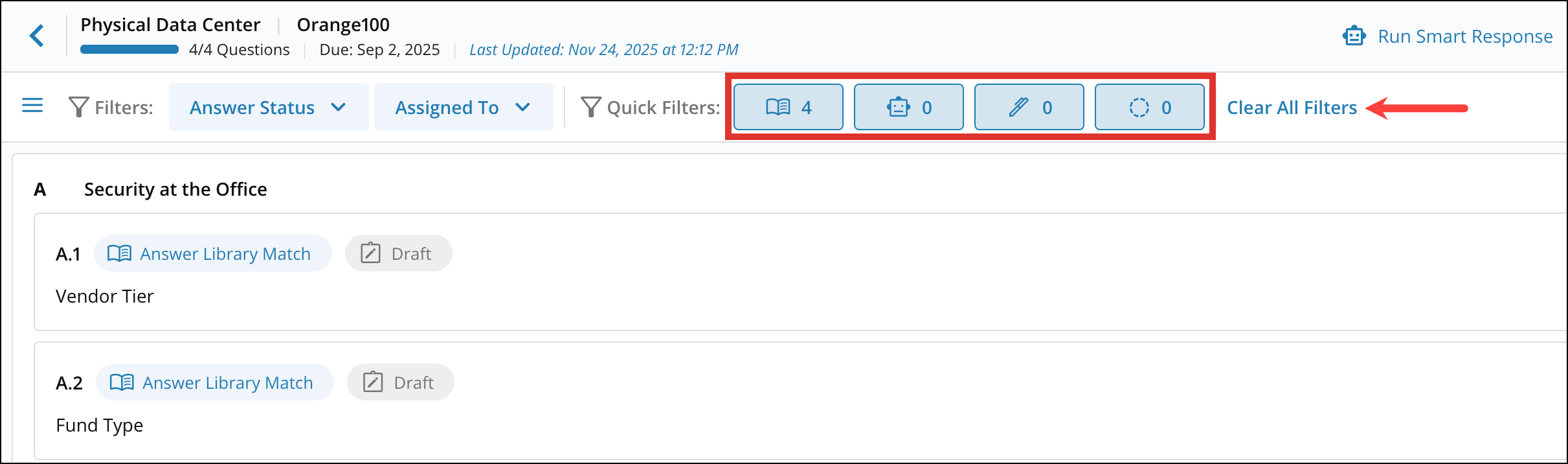 Answering Questionnaires: Options and Filters 5[R360]