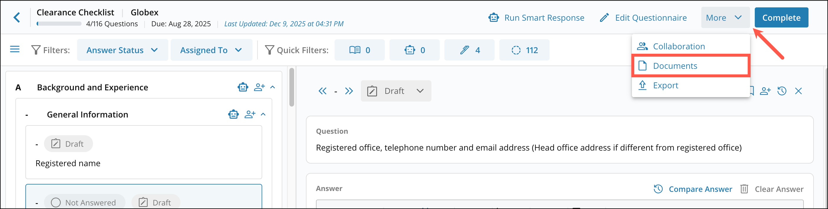Answering Questionnaires: Options and Filters 7[R360]