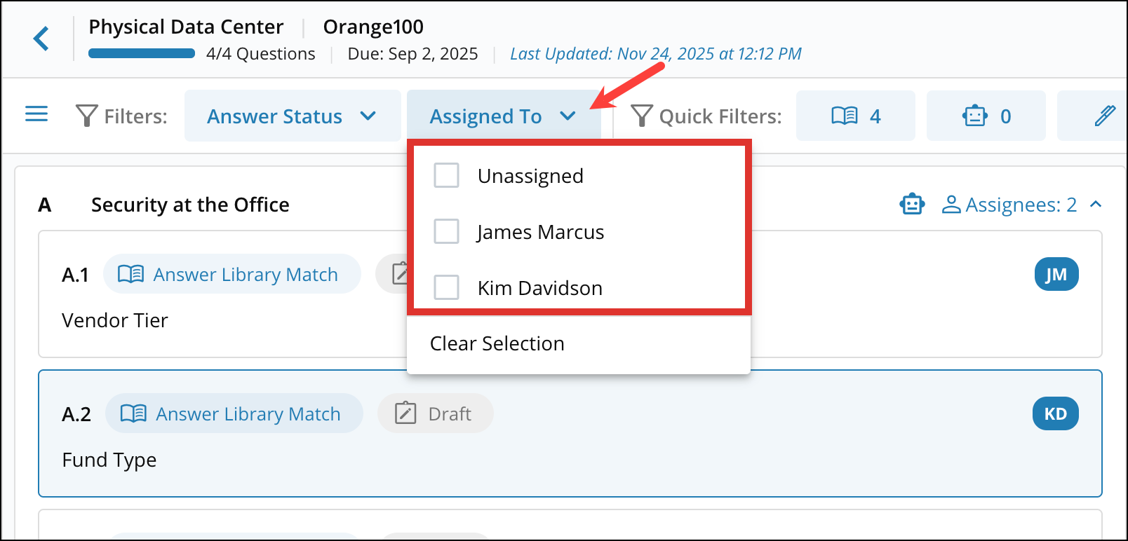 Answering Questionnaires: Options and Filters 4[R360]