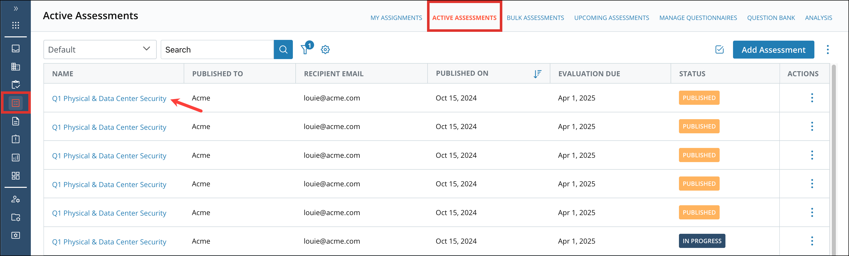 Assessments Module/Active Assessments/Assessment