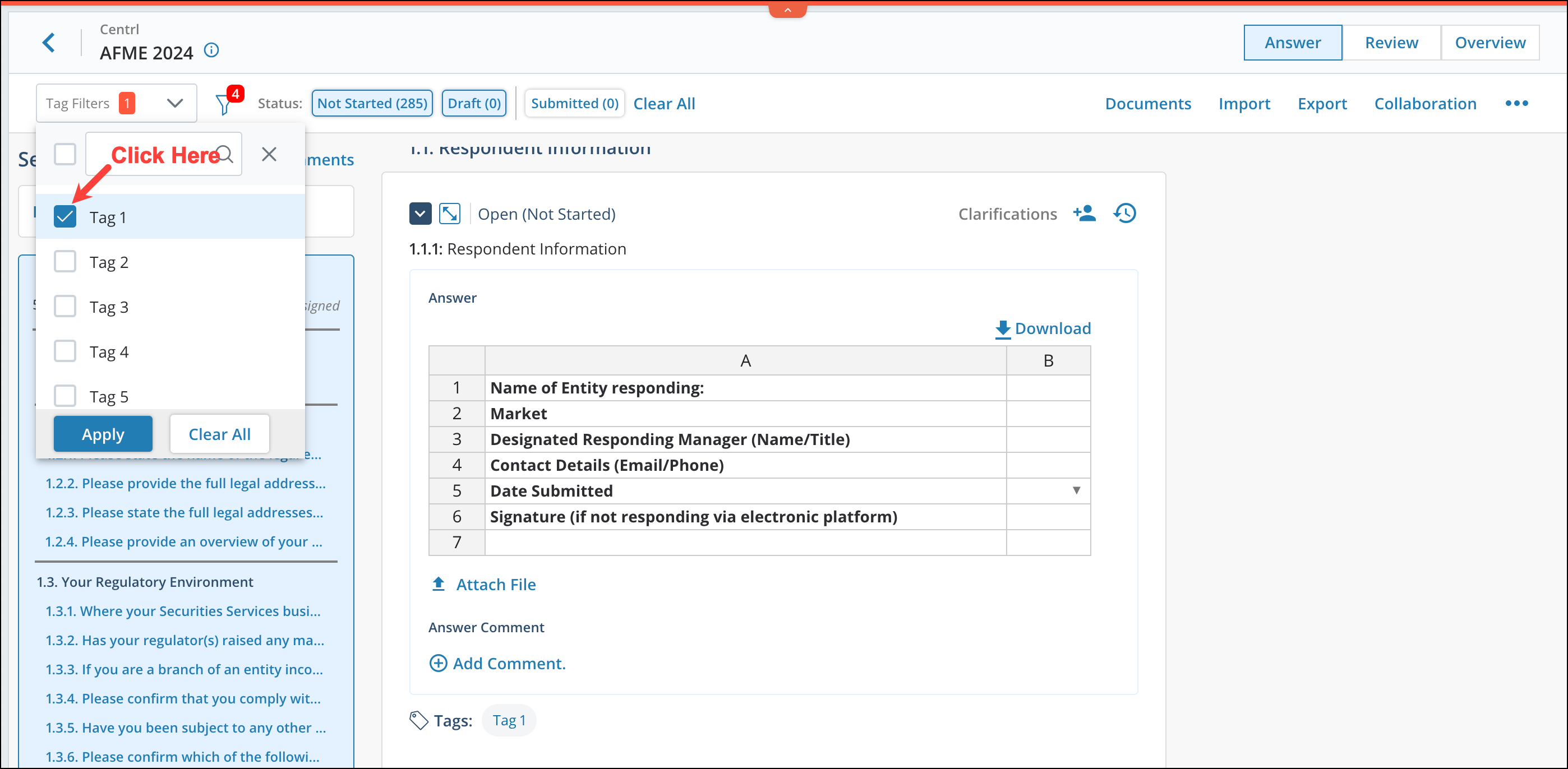 Question tags on Client Connect 5