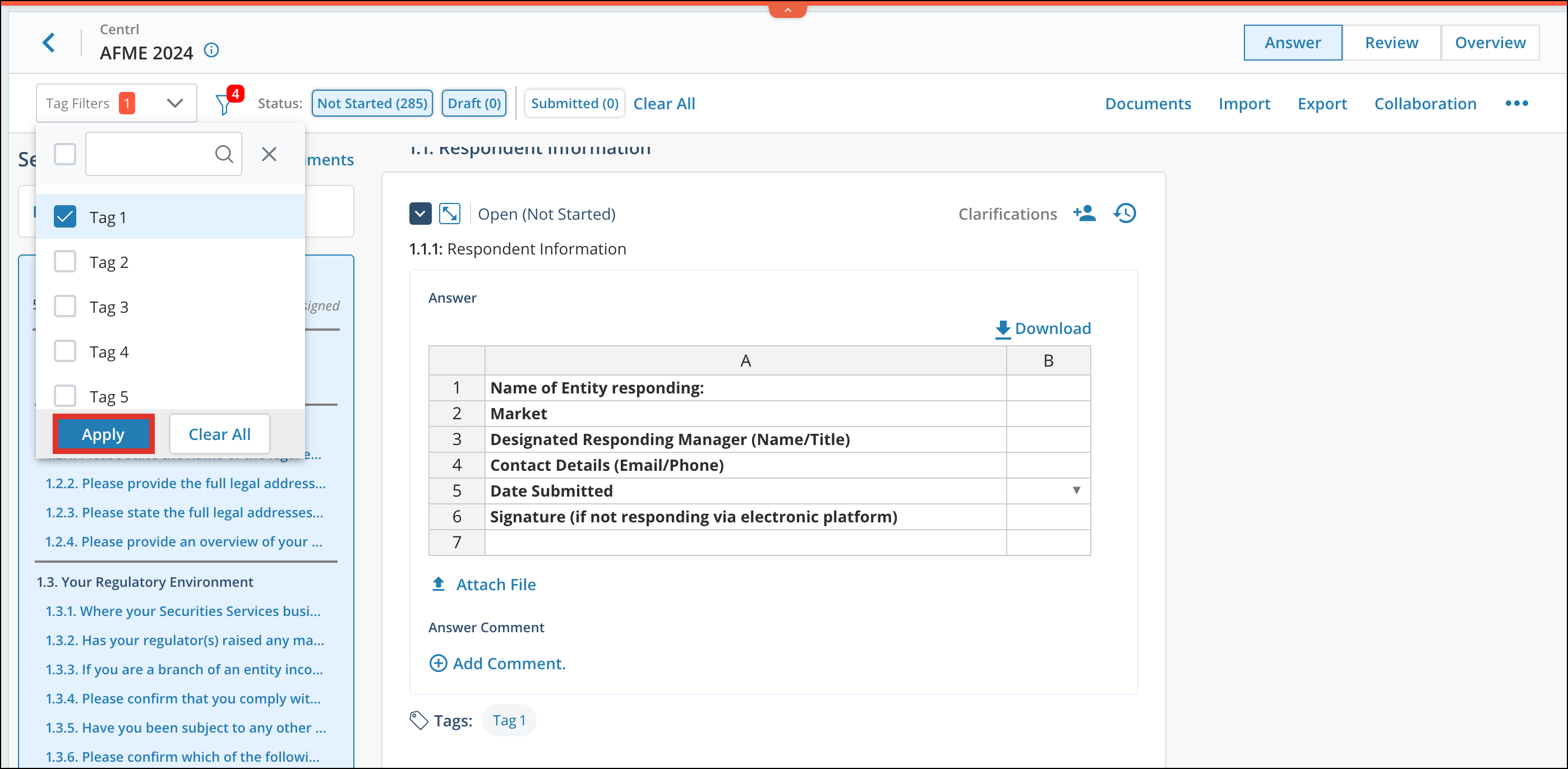 Question tags on Client Connect 6