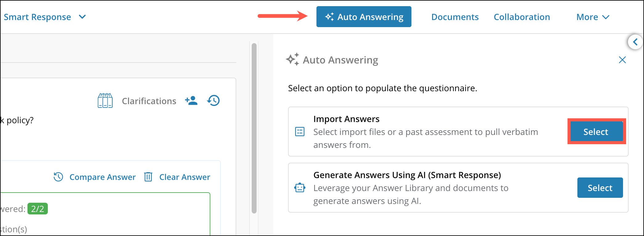 Auto Answering Selecting from Past Assessments [2] (R360)