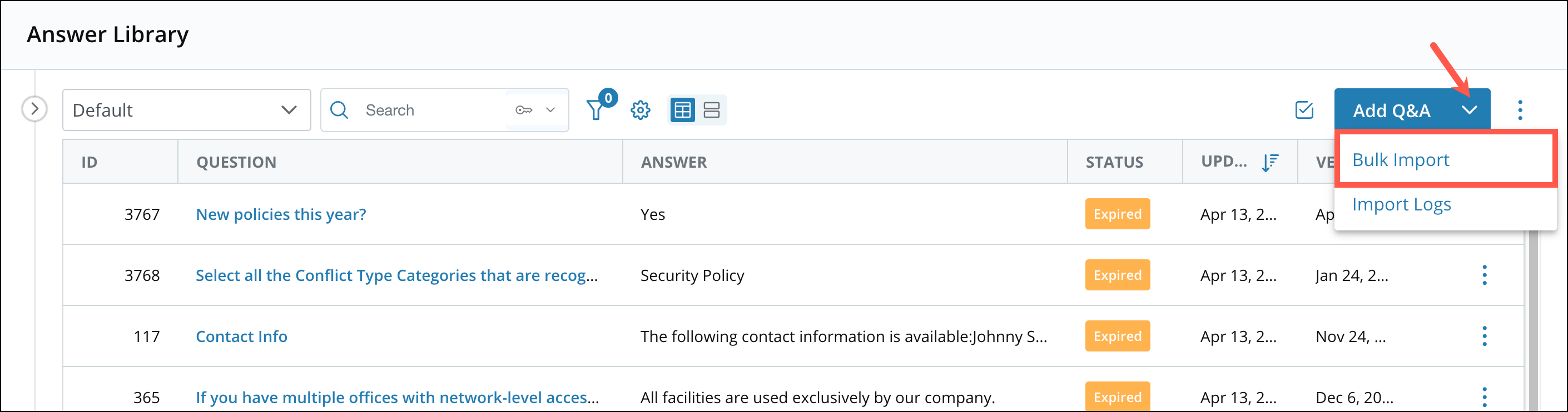 Bulk Import and Export Q&A Records 3